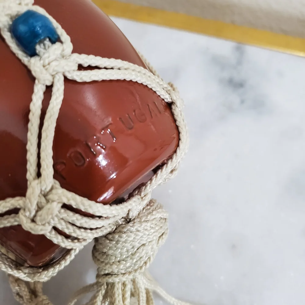 Vintage Bohemian Portugal Brown Glass Hanging Planter Decor Evil Eye Glass Beads